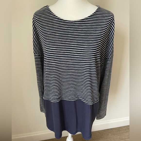 Stevie Hender Tops - Stevie Hender - Navy and White Striped Top - Size M